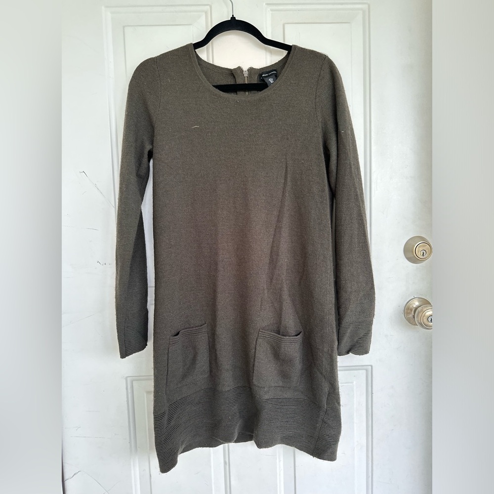 ADRIENNE VITTADINI WOMENS MERINO WOOL SWEATER DRESS WITH POCETS SIZE L
